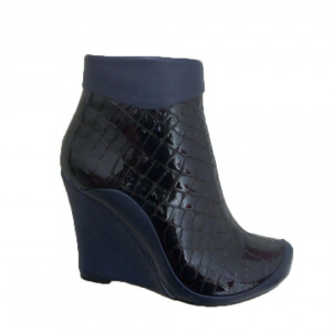 Botina scurta de culoare bleumarin cu design stone lacuit - Img 2
