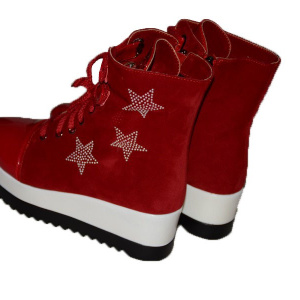 Botine de culoare marsala, cu platforma inalta, model tineresc - Img 3