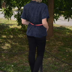 Camasa bleumarin cu design de buline marunte, tip sacou - Img 4
