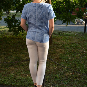 Camasa de culoare albastra, din bumbac, cu broderie deosebita - Img 5