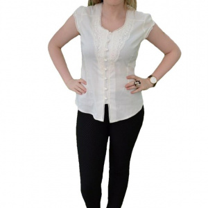 Camasa de vara in nuanta de crem, model casual-elegant - Img 1