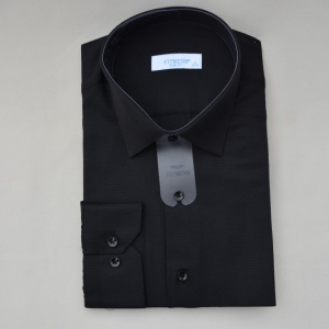Camasa neagra cu maneca lunga, model slim, design de buline - Img 5