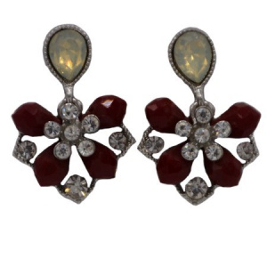 Cercei cu design fluture-floare, nuanta de rosu-alb, negru-alb - Img 2