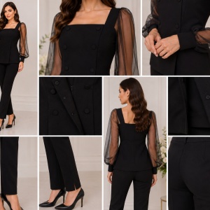 Compleu damă elegant 2 piese negru - Img 2