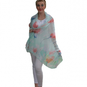 Esarfa casual de culoare verde deschis, din vascoza de calitate - Img 1