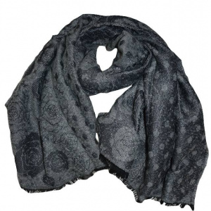 Esarfa eleganta de dama, material plin culoare gri cu fir argintiu - Img 1