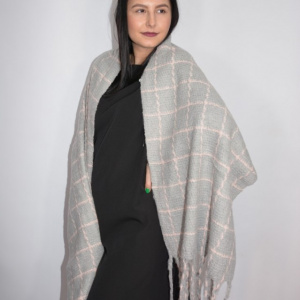 Fular dama Dalma ,model cu patratele,gri - Img 3