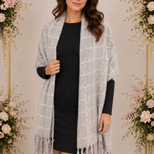 Fular dama Dalma ,model cu patratele,gri