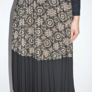 Fusta casual cu imprimeu vintaje de culoarea neagra - Img 4
