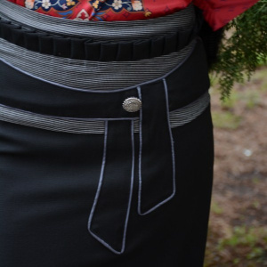 Fusta dreapta, model scurt, de culoare neagra cu design pepit - Img 3