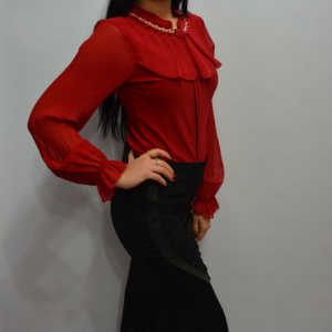 Fusta eleganta, lunga, de culoare neagra, cu insertii de dantela - Img 5