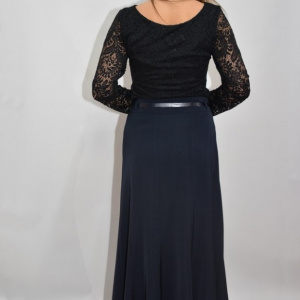 Fusta lunga, tip clos, accesorizata cu o curea, pe culoarea bleumarin - Img 4