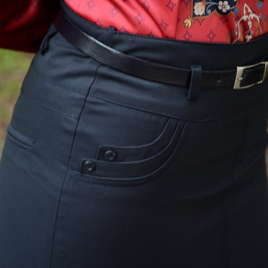 Fusta scurta, de culoare bleumarin, cu curea si design de buzunare - Img 4