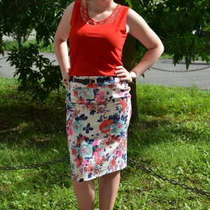 Fusta scurta de primavara-vara cu imprimeu floral multicolor - Img 2