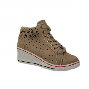 Gheata casual, de culoare bej, cu platforma alba - Img 1