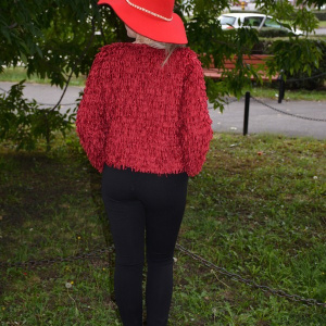 Jacheta scurta tip bolero din material deosebit cu aspect franjurat - Img 4