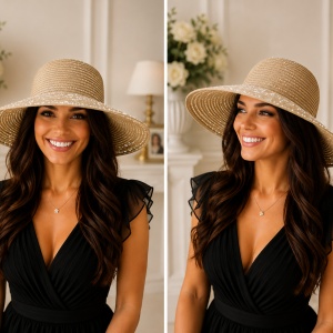Pălărie Damă Crem cu Boruri Largi – Elegantă, Chic și Perfectă pentru Vară, Plajă și Vacanță - Img 2