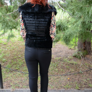 Pantalon casual, nuanta neagra, confectionat din material elastic - Img 6