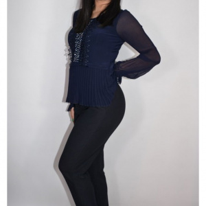 Pantalon casual tip colant Imma,mulat ,bleumarin - Img 5