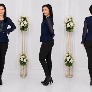 Pantalon casual tip colant Imma,mulat ,negru - Img 2