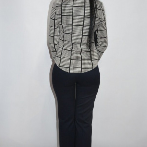 Pantalon de zi cu aplicatii de voal,nuanta bleumarin - Img 6