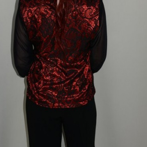 Pantalon elegant, nuanta de negru, design de strasuri - Img 6