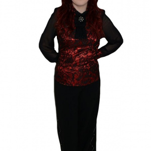 Pantalon elegant, nuanta de negru, design de strasuri - Img 1
