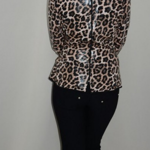 Pantalon fashion, nuanta de negru, curea animal-print - Img 5