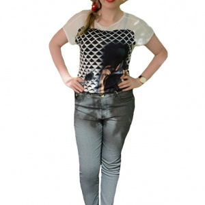 Pantalon gri din material de calitate, model lung, masura mare - Img 1