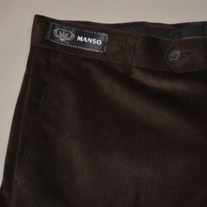 Pantalon la dunga, de culoare maro inchis, cu model in tesatura - Img 2