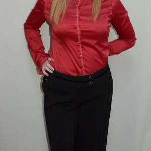 Pantalon lejer din stofa neagra, masura mare, model usor evazat - Img 6