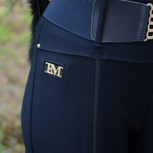 Pantalon lung masura mare, de culoare bleumarin, cu dunga in fata - Img 2