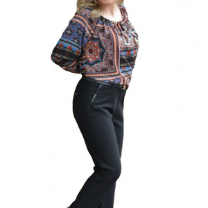 Pantalon lung masura mare, model casual din material cu tinuta - Img 1