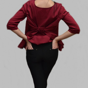 Pantalon modern cu design de capse si usor imblanit, negru - Img 5