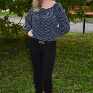 Pantalon modern de toamna-iarna, negru, cu model cambrat - Img 2