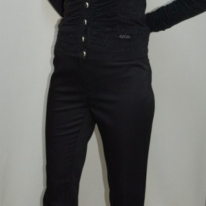 Pantalon negru, buzunare laterale, inchidere cu fermoar - Img 2