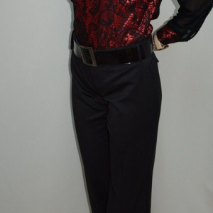 Pantalon negru, masura mare, model lung cu buzunare in fata - Img 2