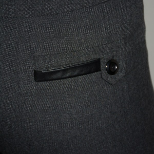 Pantalon office, nuanta de gri, design cu paspoal din piele - Img 6