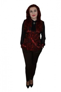Pantalon rafinat, culoare maro, design de nasturi aplicati - Img 8