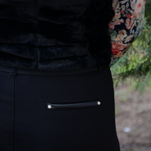 Pantalon rafinat din material elastic de nuanta neagra, cu curea - Img 7