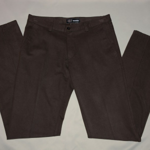 Pantalon simplu, clasic, de culoare maro, din material de bumbac - Img 1