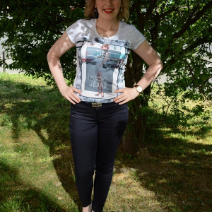 Pantalon tineresc de primavara-vara, bleumarin, model lung - Img 2
