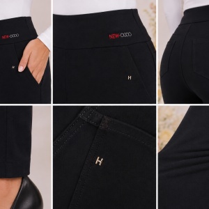 Pantaloni Colant Damă Negri, Talie Elastică, Croi Conic – 95% Poliester, 5% Elastan - Img 3