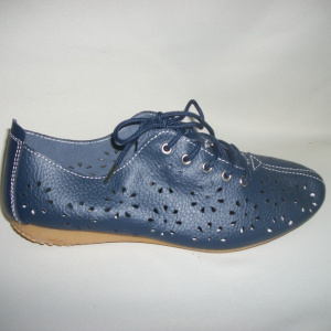 Pantof bleumarin, piele naturala moderna, sireturi fine - Img 3