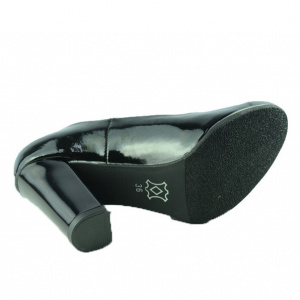 Pantof clasic cu toc inalt, de culoare neagra, cu varf rotund - Img 2