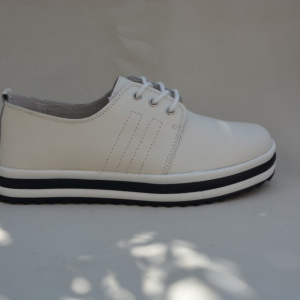 Pantof clasic tip sport, de culoare alba, model tineresc cu siret - Img 3