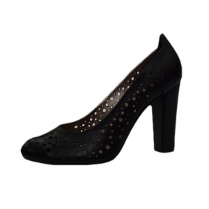 Pantof elegant, modern, cu toc patrat inalt, pe negru, foarte comozi - Img 1