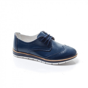 Pantof modern de culoare bleumarin, cu design rafinat, din piele - Img 1