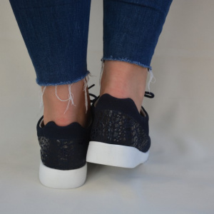 Pantof sport din piele naturala intoarsa cu design de buline fine - Img 5