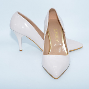 Pantof stiletto, de culoare nud, din piele ecologica moale - Img 5
